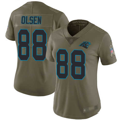Carolina Panthers Limited Olive Women Greg Olsen Jersey NFL Football #88 2017 Salute to Service
